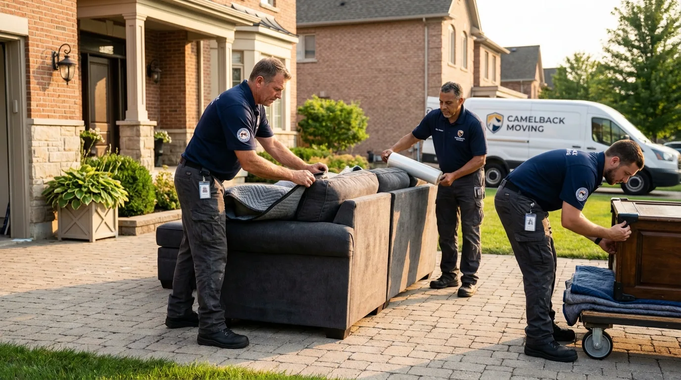 Large estate moving crew wrapping furniture in Tipton, IA