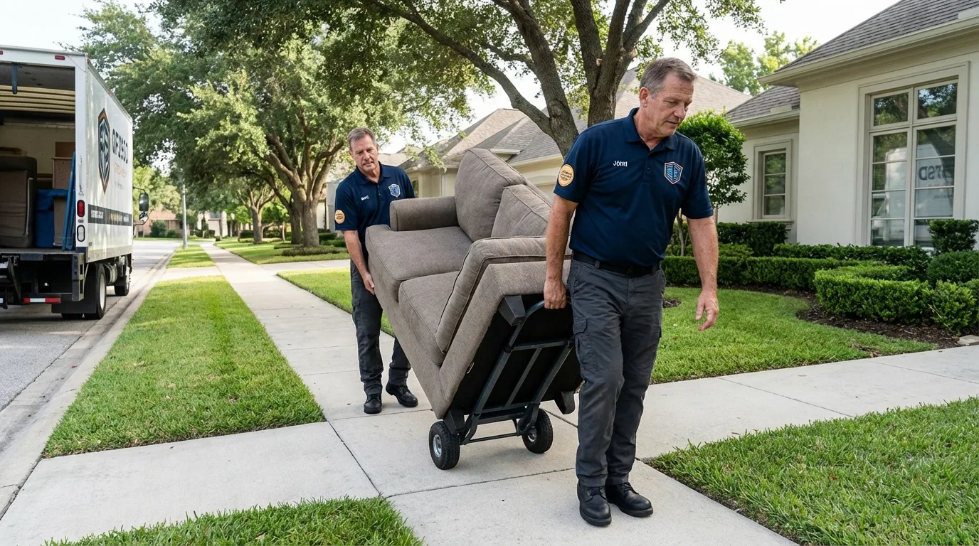 Local residential moving crew loading furniture in Tipton, IA